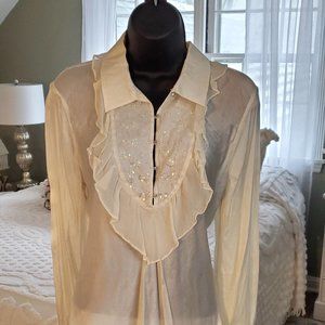 Vintage Vision Apparel Silk Beaded Blouse S